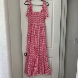 Boohoo Pink Gingham Tiered Kids Dress